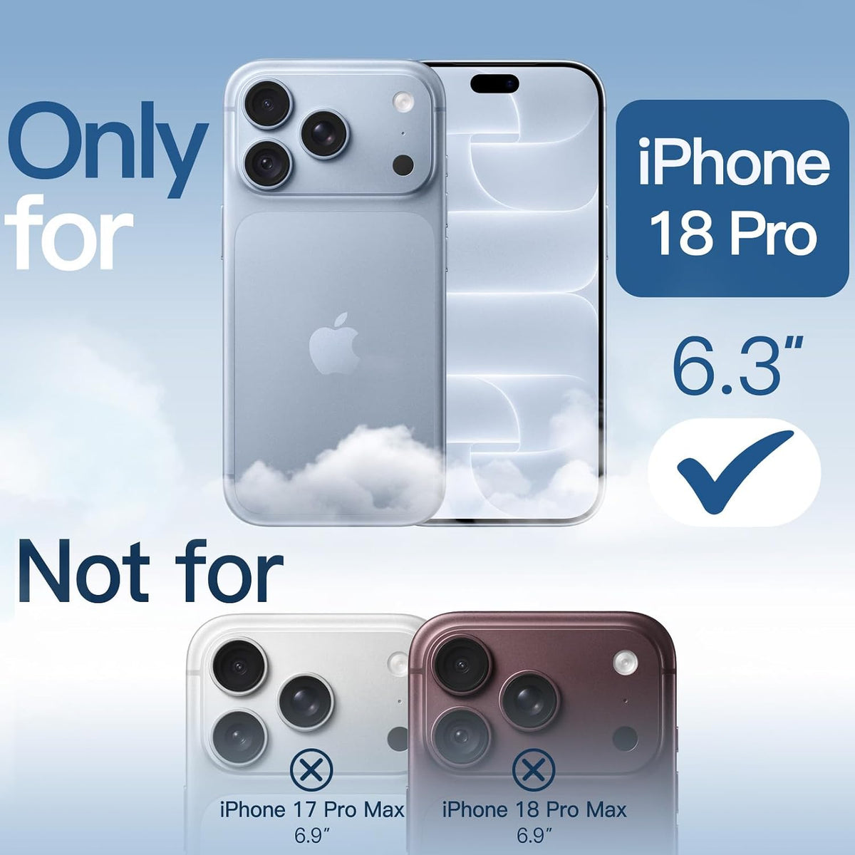 For Apple iPhone 18 Pro 6.3-inch Crystal Clear Case Compatible with MagSafe (Glacier)