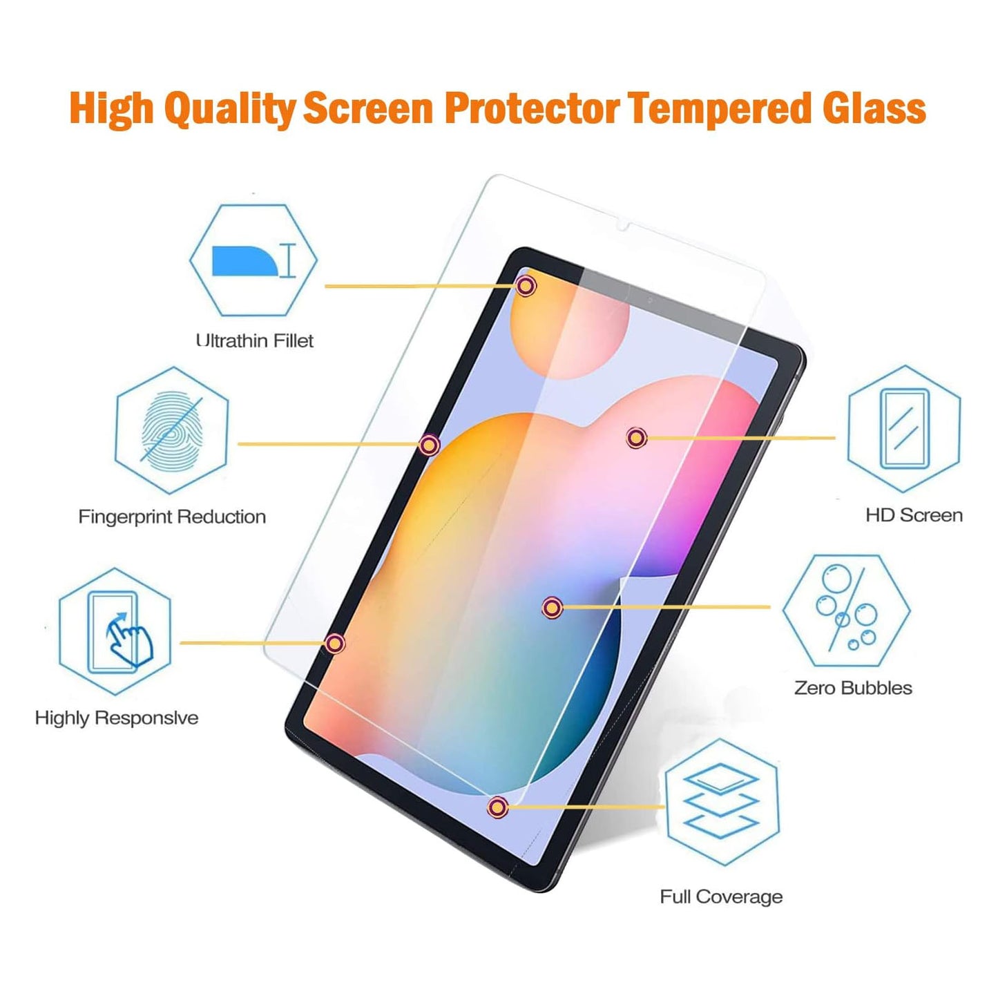 Screen Protector Samsung Galaxy Tab S6 Lite 10.4 Inch 2024/2022/2020 9H Hardness Tempered Glass Film
