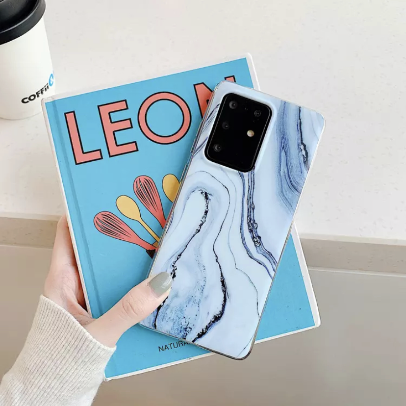 For Samsung Galaxy Blue Ocean Marble Shockproof Cover Silicone Phone Case
