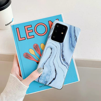 For Samsung Galaxy Blue Ocean Marble Shockproof Cover Silicone Phone Case