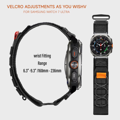 Rugged Military Tactical Nylon Braided Sport Band For Samsung Galaxy Watch Ultra 47mm - Black