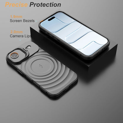 For Apple iPhone 17 Air Magnetic Magsafe Case Back Camera Holder Ripple Cover (Black)