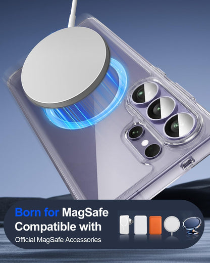 For Samsung Galaxy S26 Ultra (6.9") Clear Magnetic Case, Hard Back Protective Cover, With MagSafe