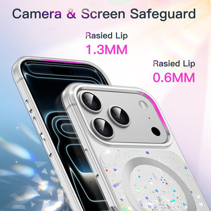 iPhone 17 Pro (6.3") Glitter Case Clear MagSafe Compatible Sparkly Shockproof Bling Phone Cover
