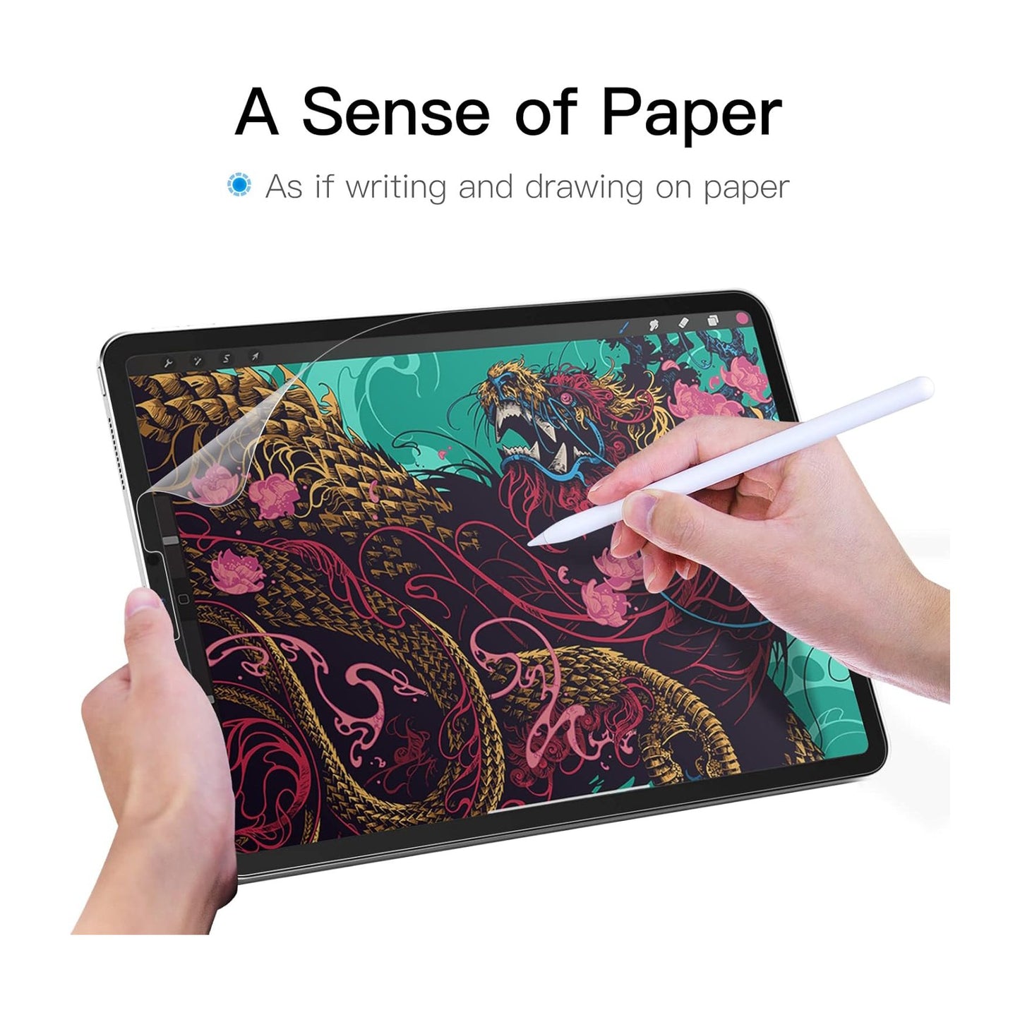 Paper Feel Screen Protector for iPad Pro 12.9" (2022/2021/2020/2018) Anti-Glare Matte PET Film for Drawing & Writing