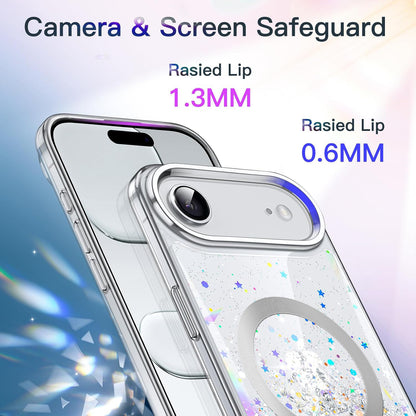 iPhone 17 Air (6.5") Glitter Case Clear MagSafe Compatible Sparkly Shockproof Bling Phone Cover
