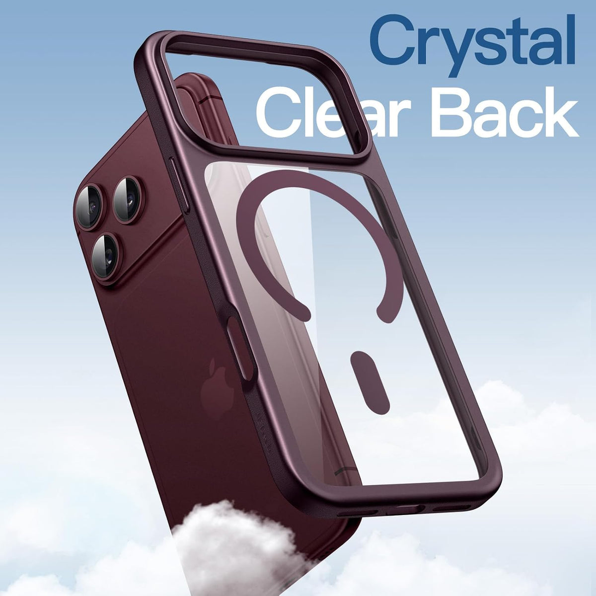 For Apple iPhone 18 Pro 6.3-inch Crystal Clear Case Compatible with MagSafe (Burgundy)