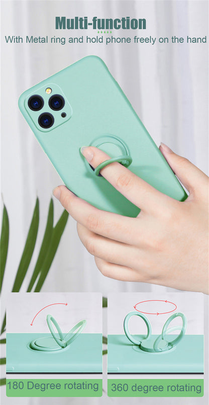 Ring Stand Case Shockproof Magnet Silicone Cover For iPhone
