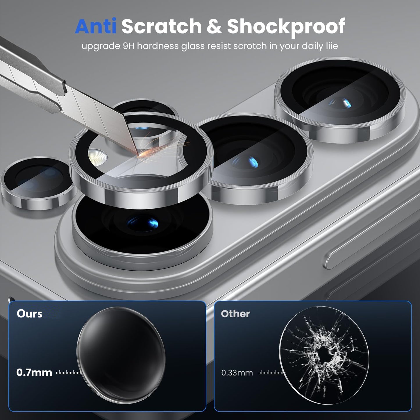 For Samsung Galaxy S26 Ultra Metal Camera Lens Glass Individual Eagle Protector Cover (Silver)