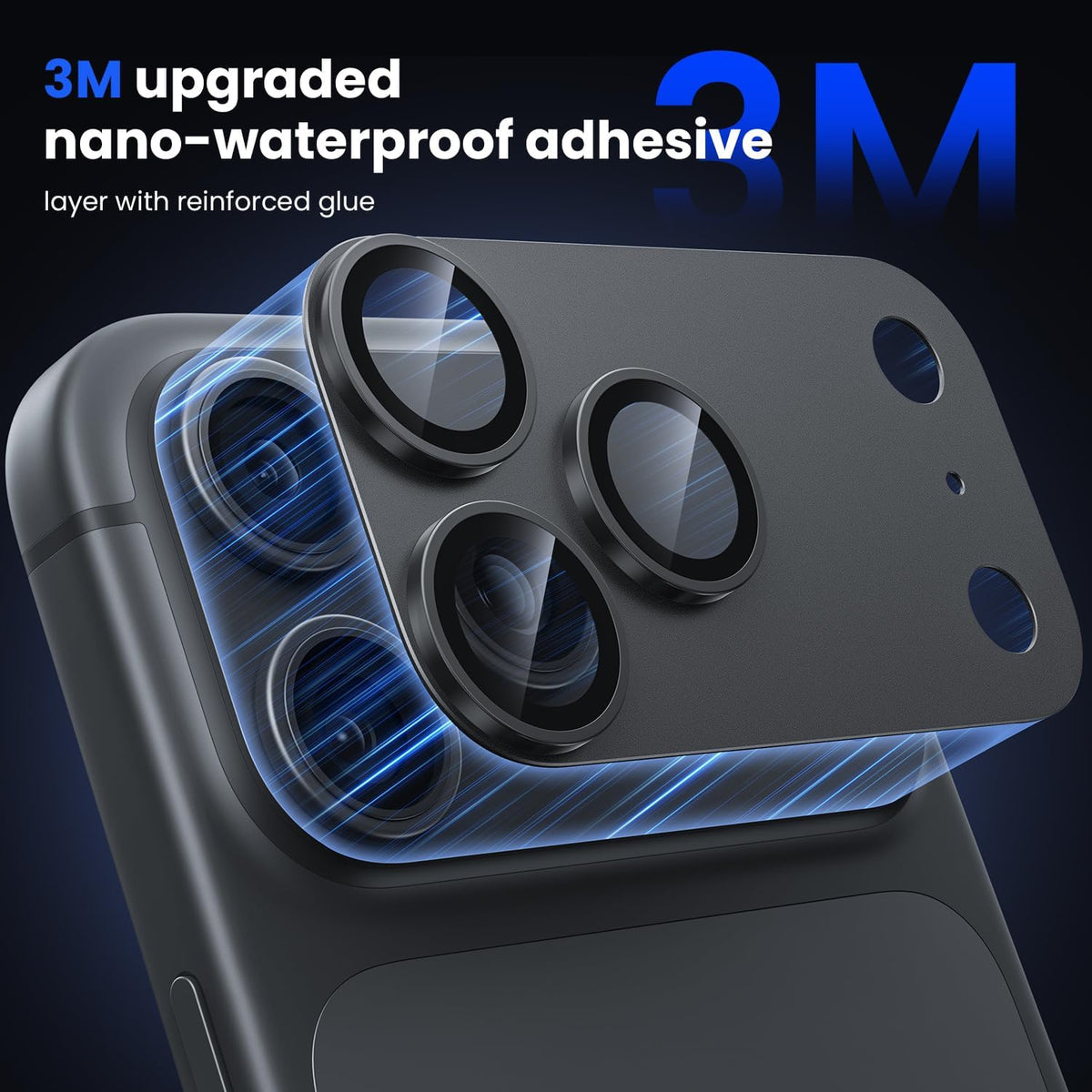 iPhone 18 Pro Max / 17 Pro Max Camera Lens Protector, Military Grade Aluminum Alloy & Tempered Glass, Black Titanium