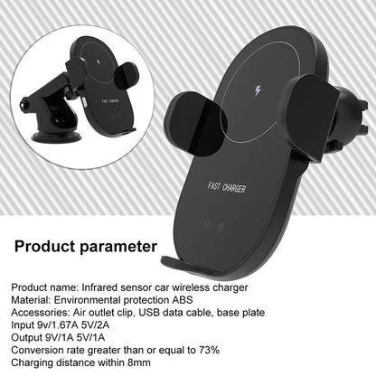 15W Automatic Clamping Wireless Charging Car Charger Mount Air Vent Phone Holder