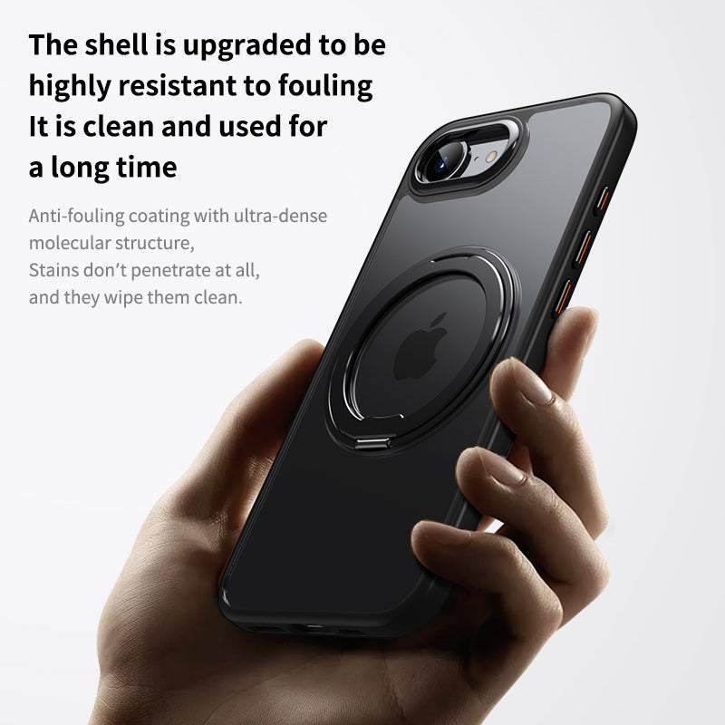 For iPhone 17e / 16e Magnetic MagSafe Shockproof Case Ring KickStand Cover (Black)