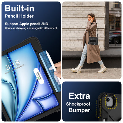 Rugged Stand Hard Case Shockproof Cover Strap For iPad Air 13" 2024 & 2025