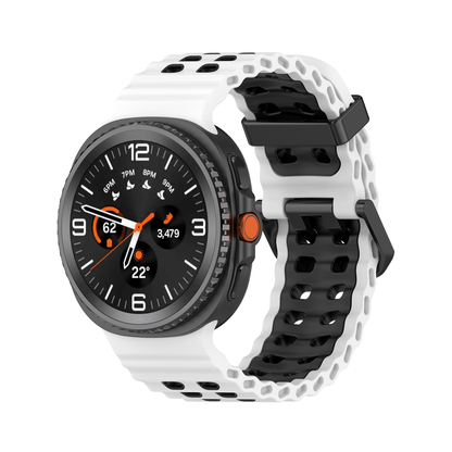 Rugged Breathable Sport Band Soft Silicone Waterproof For Samsung Galaxy Watch Ultra 47mm - White