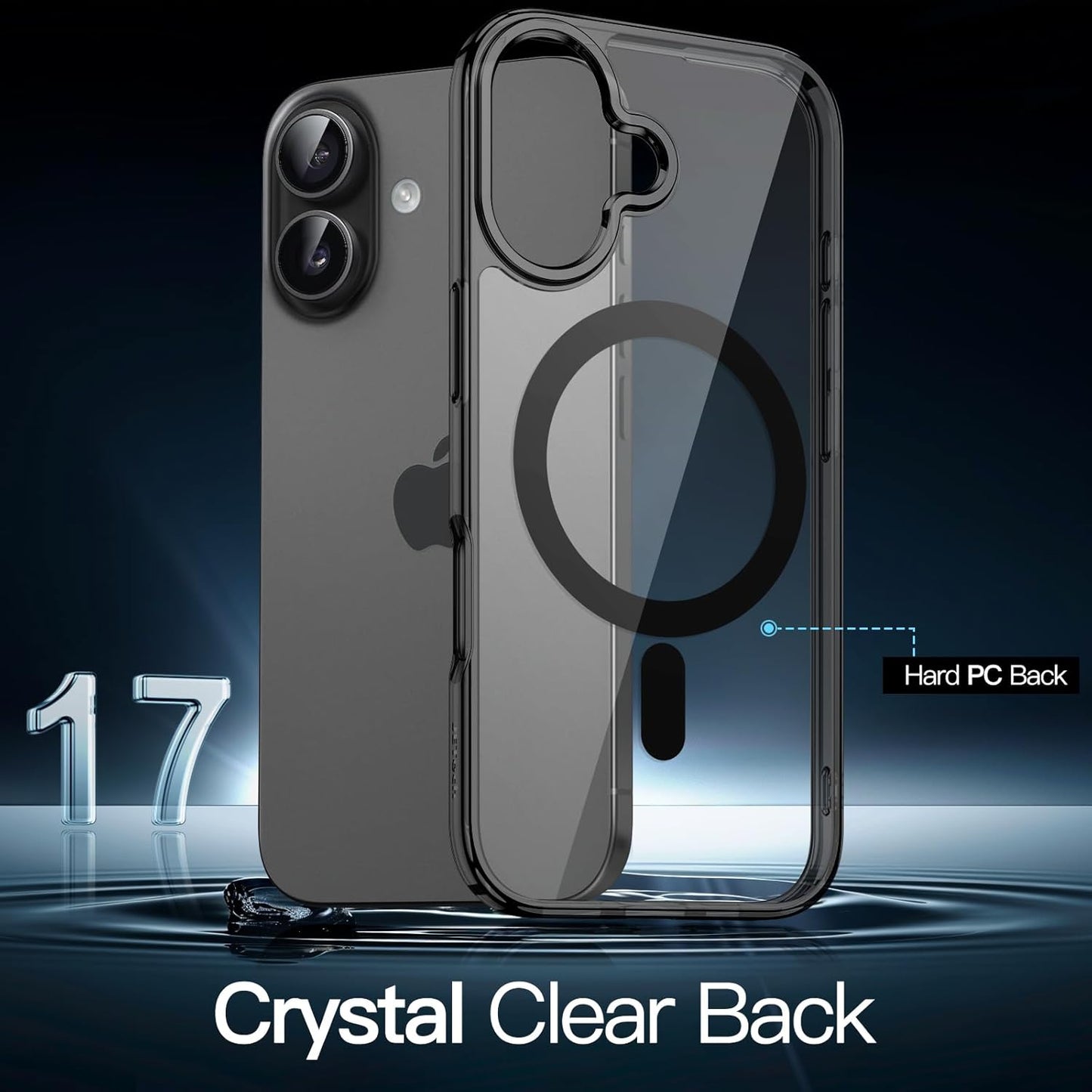 For Apple iPhone 17 (6.3") Black Crystal Case Compatible with MagSafe