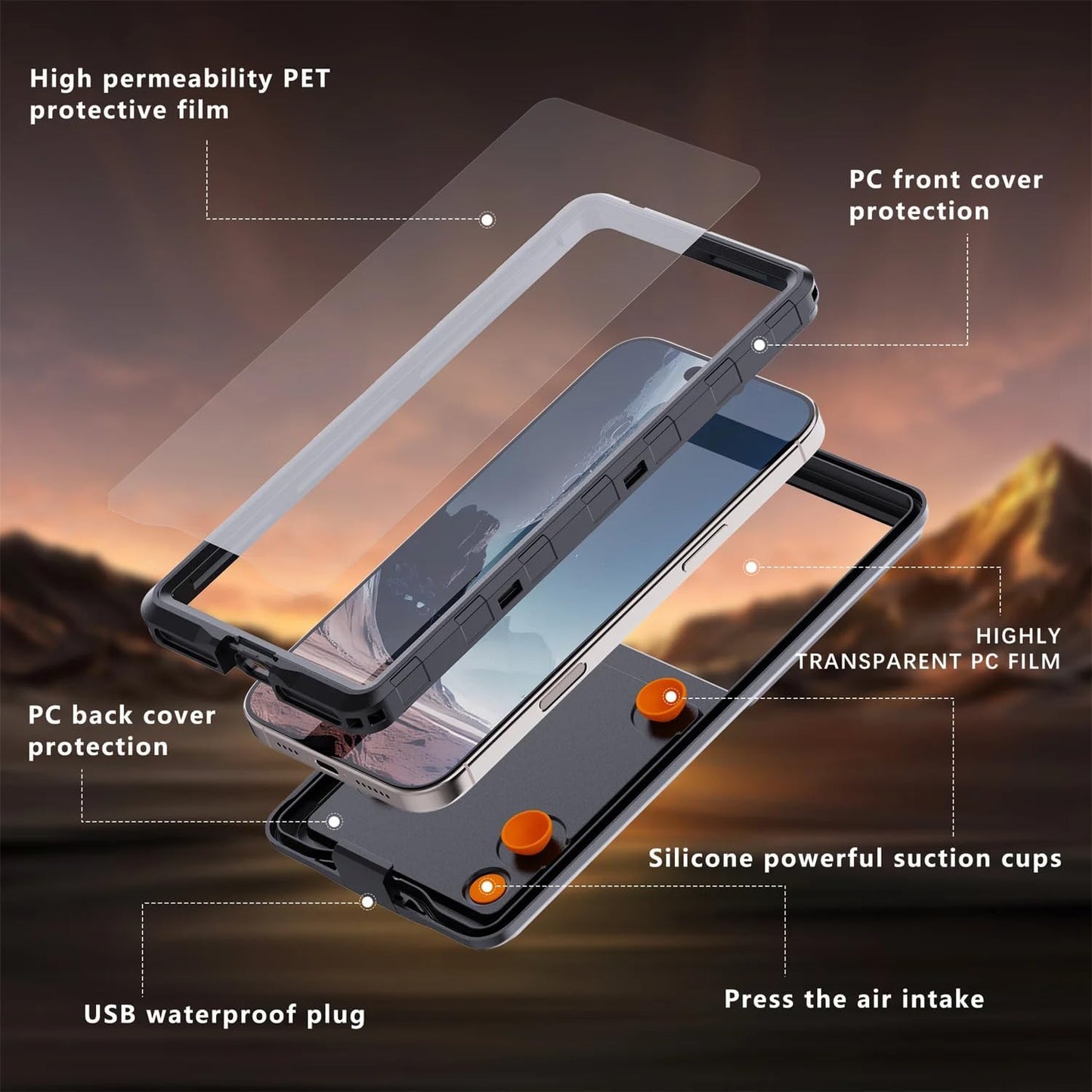 Redpepper Case Underwater IP68 Waterproof Phone Case Cover Fits 6.9 inch Phones