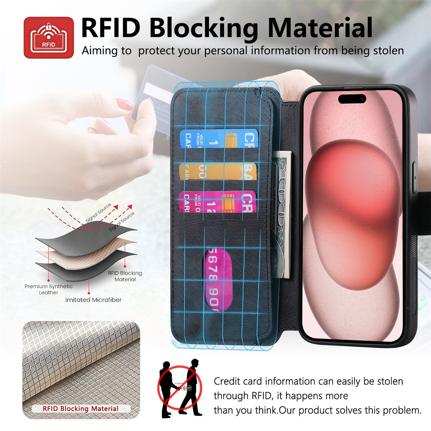 For iPhone 16 Pro Max Plus Detachable Wallet Case Flip Leather Magsafe Magnetic Cover