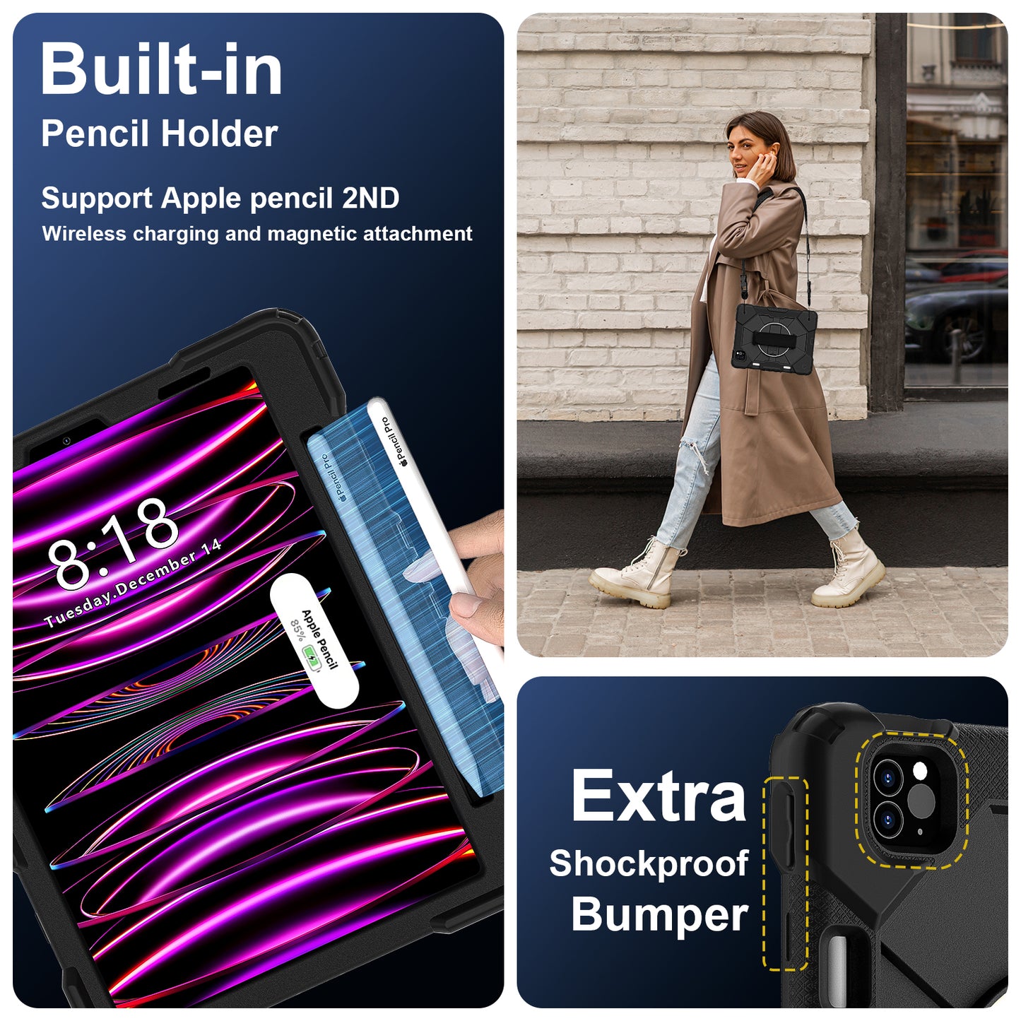 Rugged Stand Hard Case Shockproof Cover Strap For iPad Air 4/5 & Pro 11" (2018–2022)