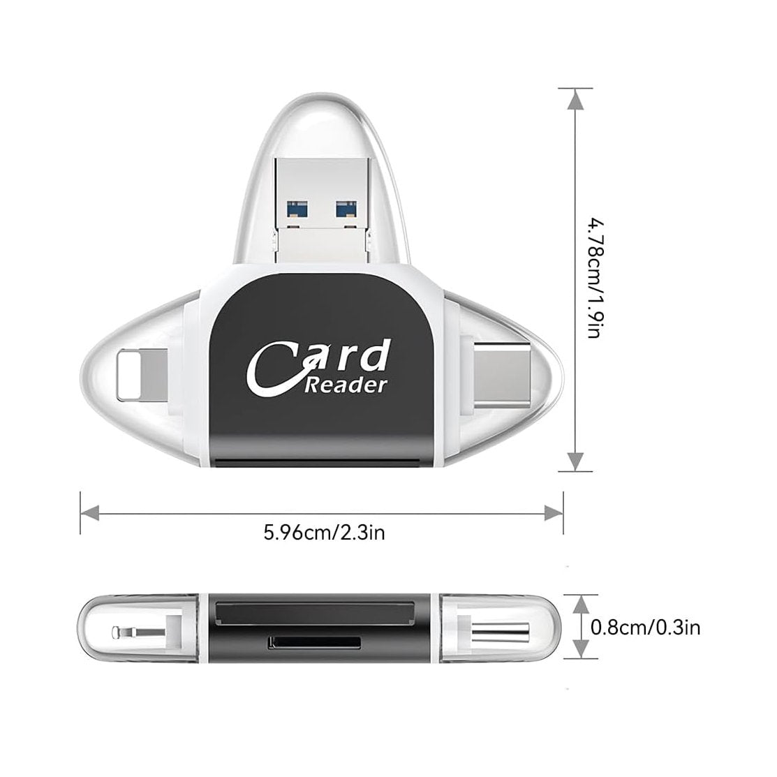 4 In 1 High-Speed Micro SD Card Reader Flash Drive For iPhone iPad Android Type C