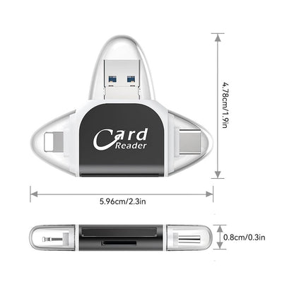 4 In 1 High-Speed Micro SD Card Reader Flash Drive For iPhone iPad Android Type C