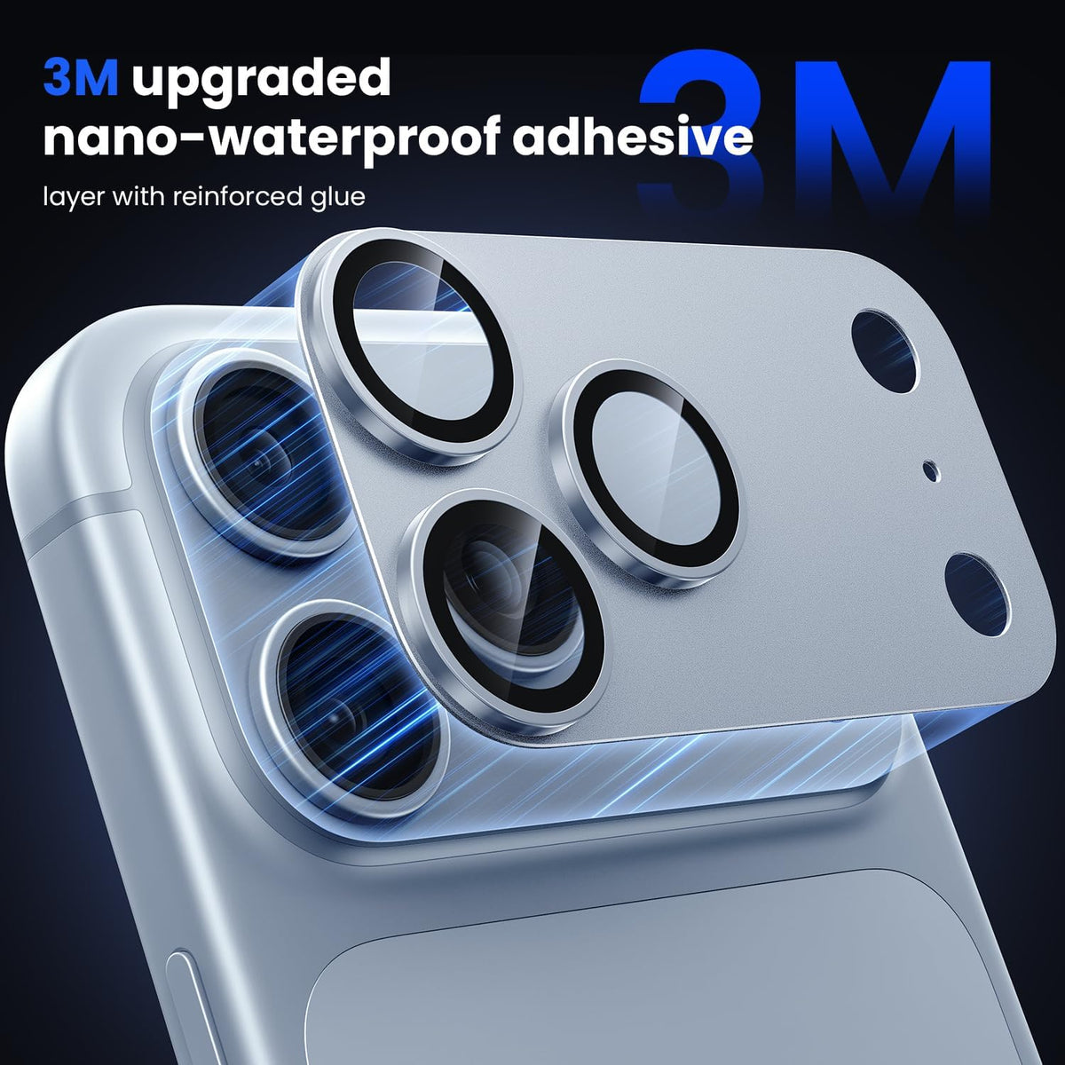 iPhone 18 Pro Max / 17 Pro Max Camera Lens Protector, Military Grade Aluminum Alloy & Tempered Glass, Glacier Titanium