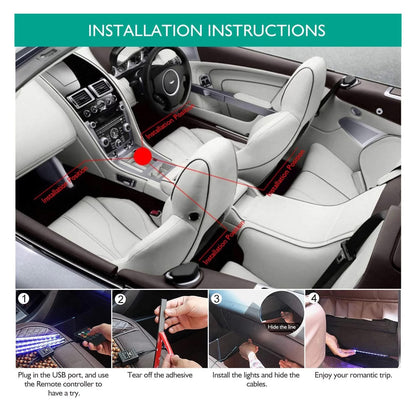 LED Car Interior Footwell 8 Colours RGB Car Atmosphere Lamp Decor Strip Light