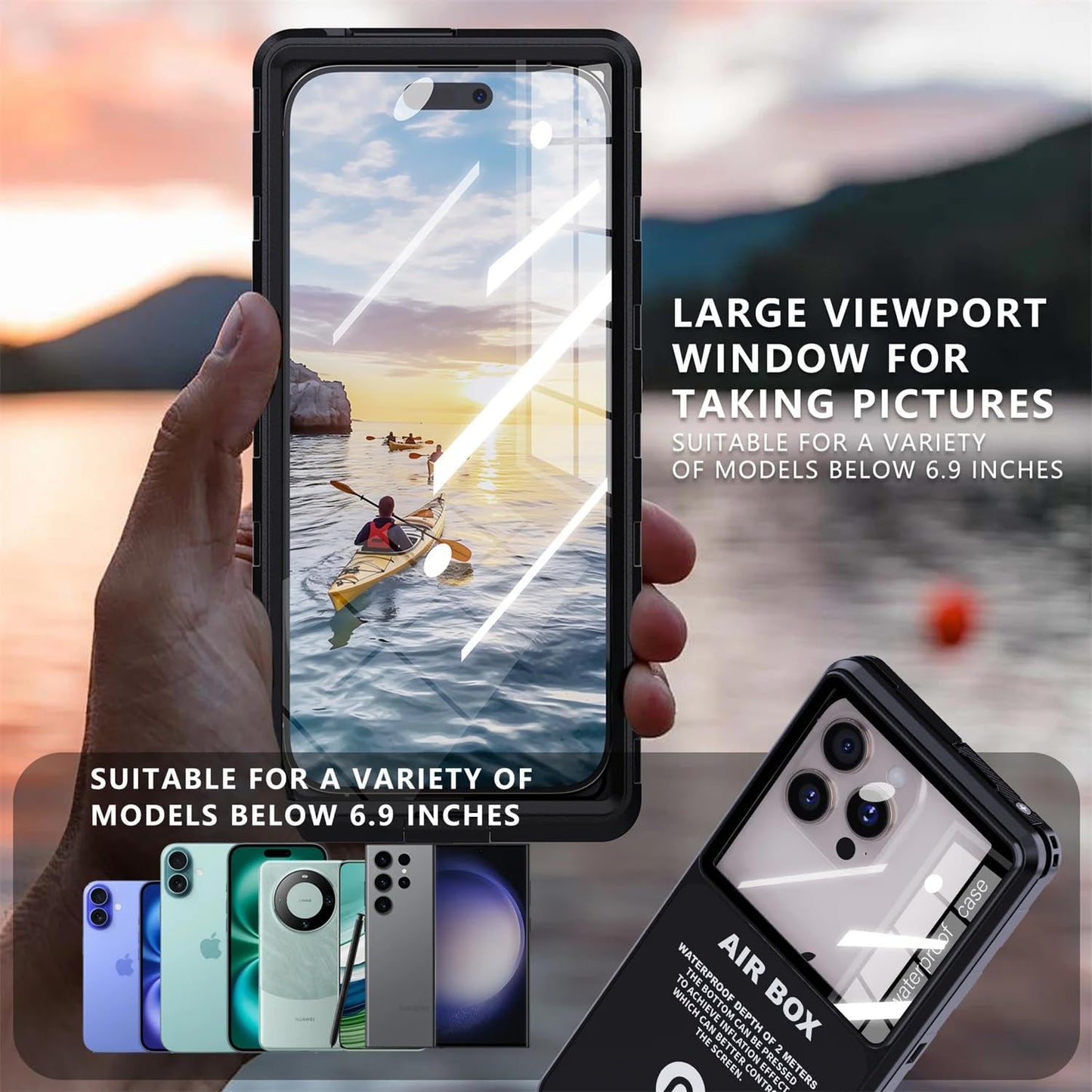 Redpepper Case Underwater IP68 Waterproof Phone Case Cover Fits 6.9 inch Phones
