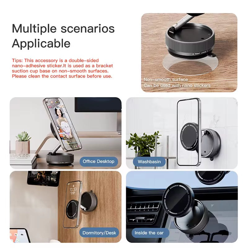 Vacuum Magnetic Suction-Cup Car Phone Holder Mount Foldable Stand
