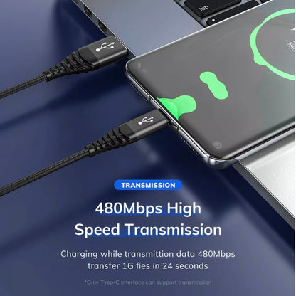 TOPK3-IN-1 3A Fast Charge USB to 8-Pin Micro USB Type C For iPhone iPad Braided