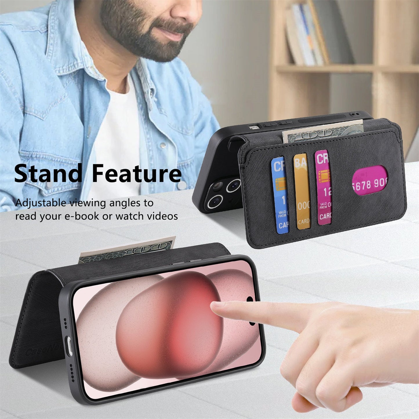 For iPhone 16 Pro Max Plus Detachable Wallet Case Flip Leather Magsafe Magnetic Cover