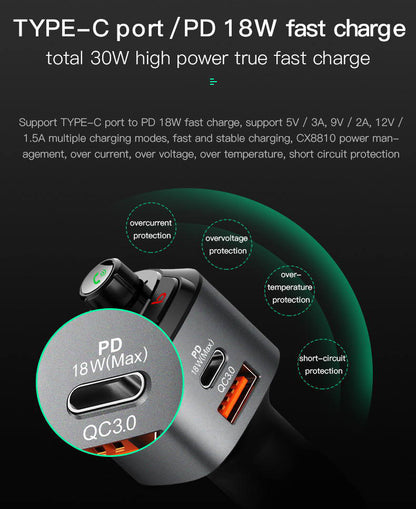 FM Transmitter Wireless Bluetooth MP3 Player QC3.0 PD18W USB Car Charger