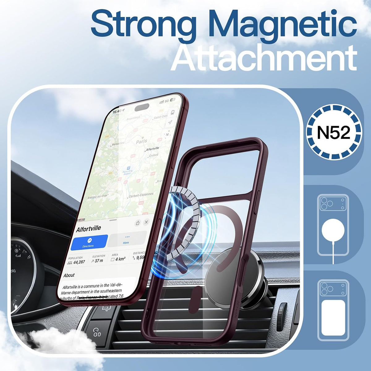 For Apple iPhone 18 Pro 6.3-inch Crystal Clear Case Compatible with MagSafe (Burgundy)