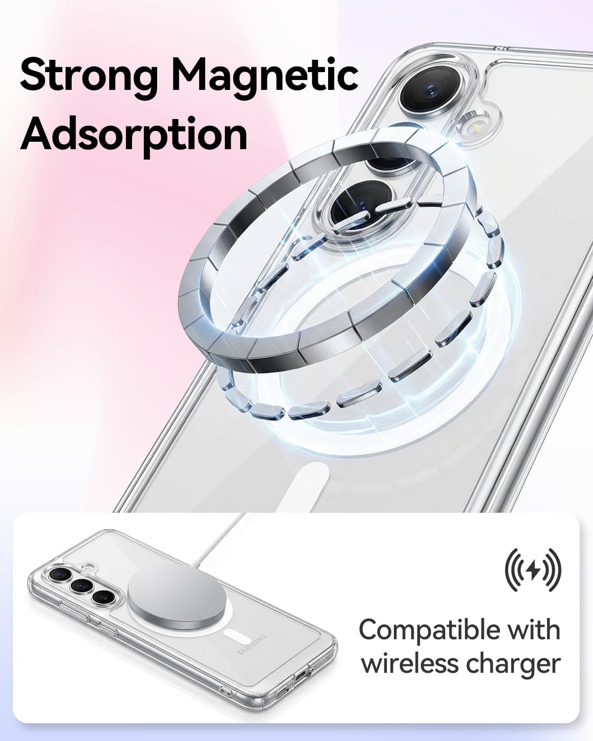 For Samsung Galaxy S26 Plus (6.7") Clear Magnetic Case, Hard Back Protective Cover, With MagSafe