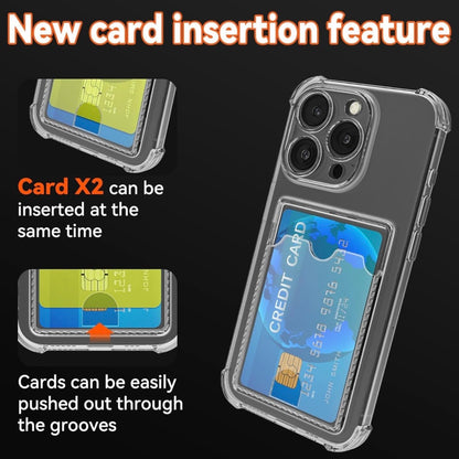 For iPhone 16 15 Pro Max Case with Card Holder, Wallet Case Clear Slim Soft Protective Cover Shockproof Anti-Scratch Phone Card Case