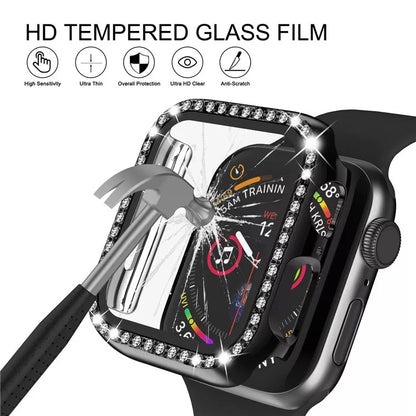 Bling PC Full Cover Watch Case Tempered Screen Protector For Apple iWatch 10 / 9 / 8 / 7 / SE / 6 / 5 / 4 / 3 / 2 / 1 / 38 / 40 / 41 / 42 / 44 / 45 / 46mm