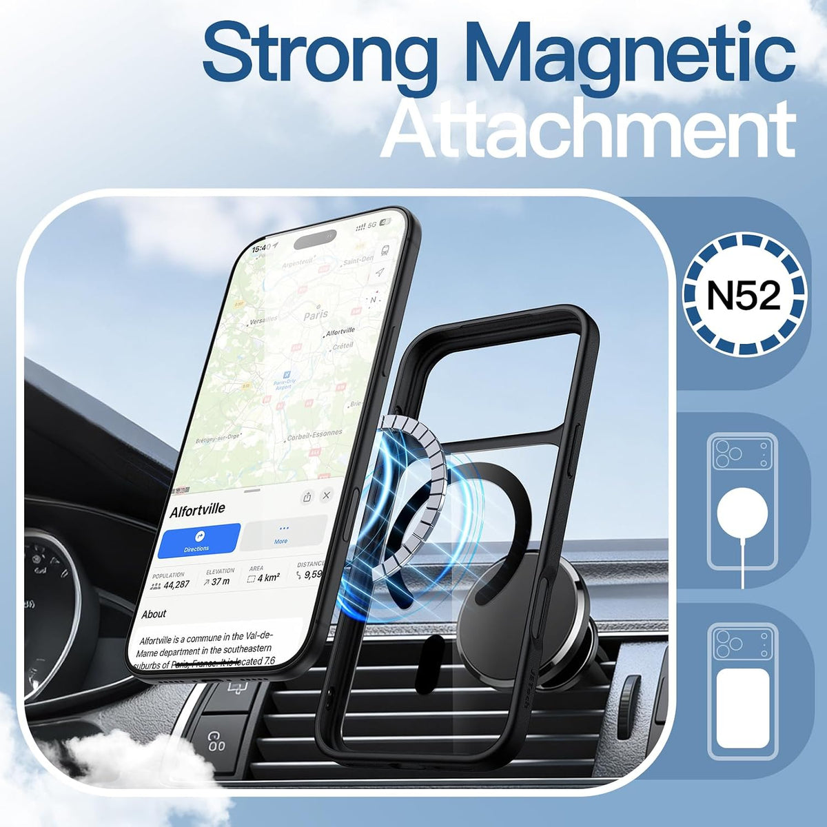 For Apple iPhone 18 Pro Max / 17 Pro Max (6.9") - Black Crystal Case Compatible with MagSafe