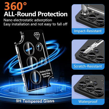 For Samsung Galaxy S26 Ultra Metal Camera Lens Glass Individual Eagle Protector Cover (Black)