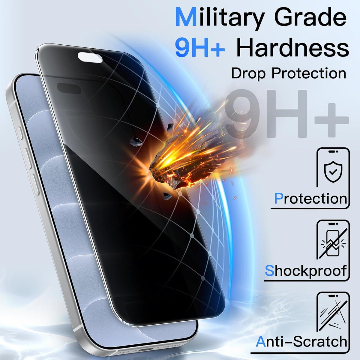 For iPhone 18 Pro Max (6.9”) Tempered Glass Privacy Screen Protector Anti-Spy 9H Hardness
