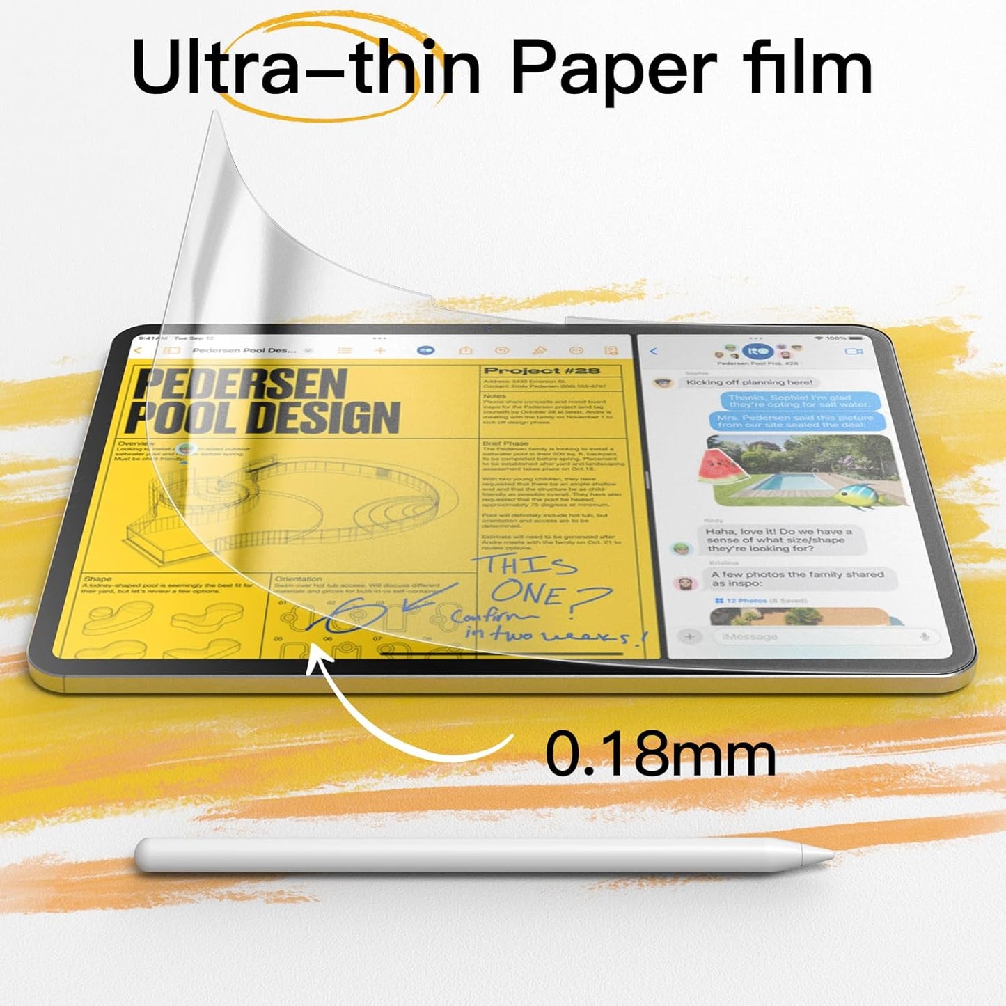 Paper Feel Screen Protector for iPad Pro 11" M5/M4 (2025/2024) Anti-Glare Matte PET Film for Drawing & Writing