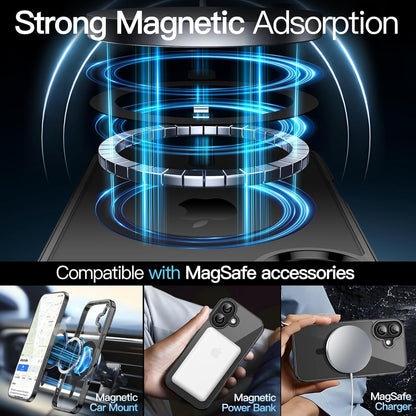 For Apple iPhone 17 (6.3") Black Crystal Case Compatible with MagSafe