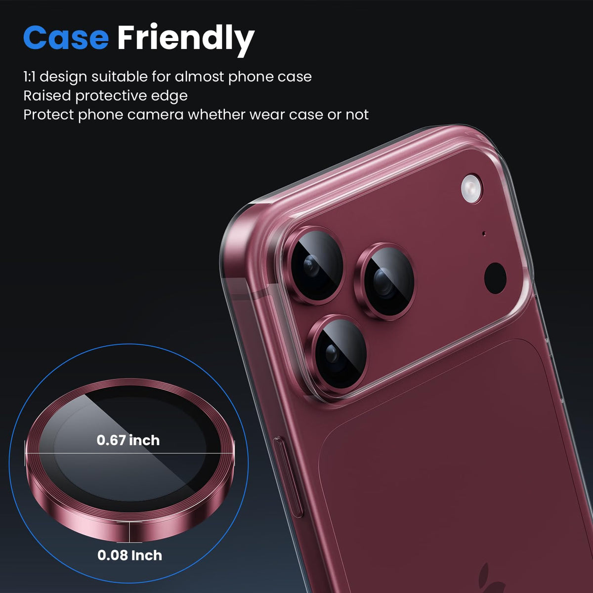 Metal Camera Lens Glass Individual Eagle Protector Cover - For Apple iPhone 18 Pro / 18 Pro Max / 17 Pro / 17 Pro Max (3pcs)
