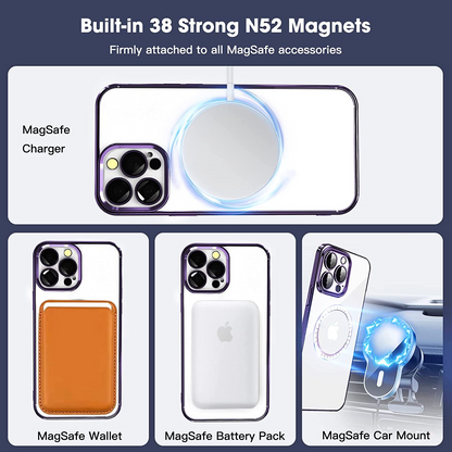Magsafe Clear Plating Slim Magnetic Case Cover For iPhone 14 Pro Max Plus