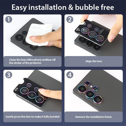 For Samsung Galaxy S25 Ultra Metal Camera Lens Glass Individual Eagle Protector Cover - Multicolour