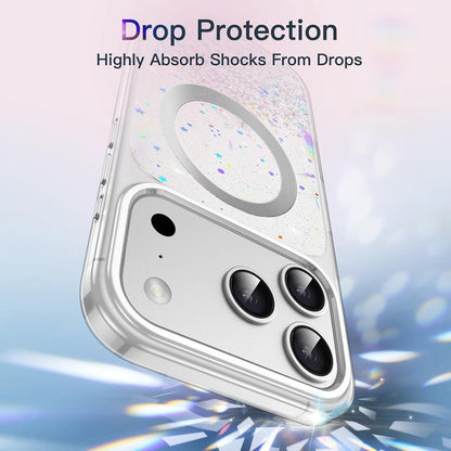 iPhone 17 Pro (6.3") Glitter Case Clear MagSafe Compatible Sparkly Shockproof Bling Phone Cover