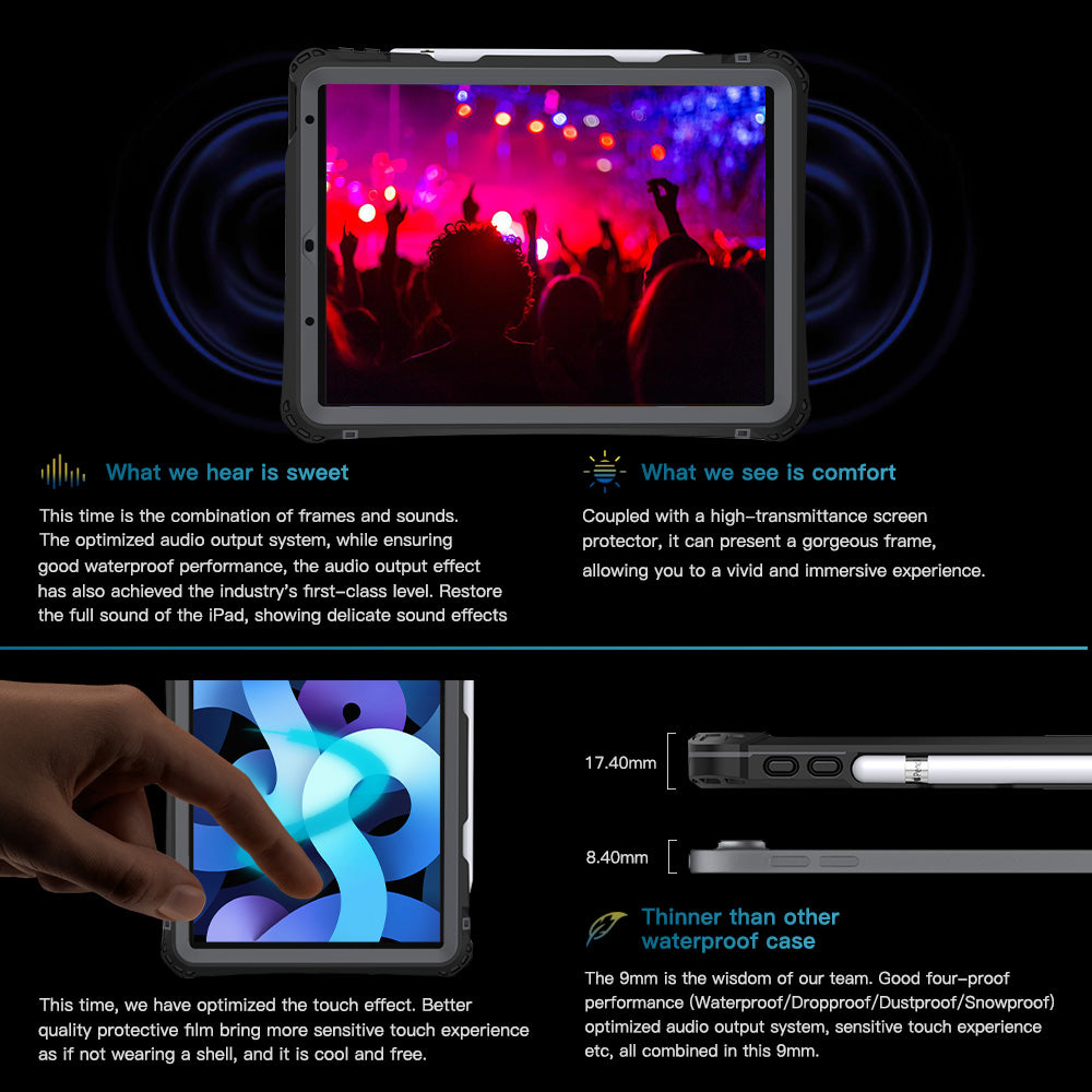 SHELLBOX Waterproof Shockproof Case for iPad Air 10.9" (4th Gen 2020 / 5th Gen 2022) and iPad Air 11" (6th Gen M2 2024 / 7th Gen M3 2025)