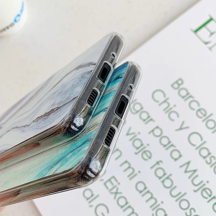 For Samsung Galaxy Blue Ocean Marble Shockproof Cover Silicone Phone Case
