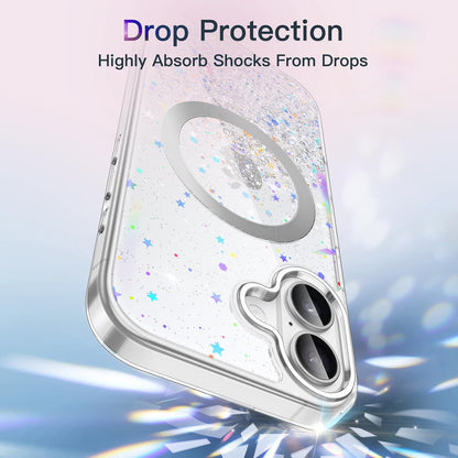 iPhone 17 (6.3") Glitter Case Clear MagSafe Compatible Sparkly Shockproof Bling Phone Cover