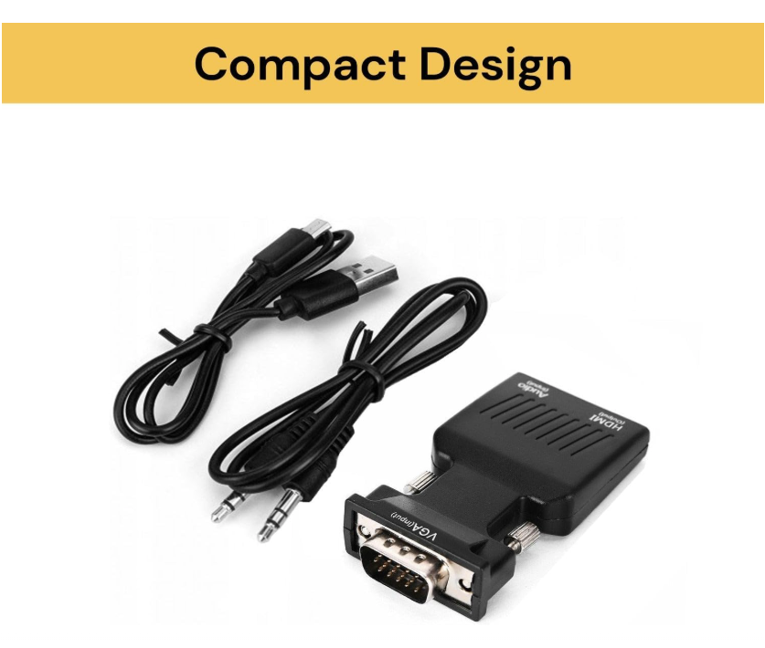 VGA Male to HDMI Female Converter Adapter 1080P with Audio Output and USB Power Cable