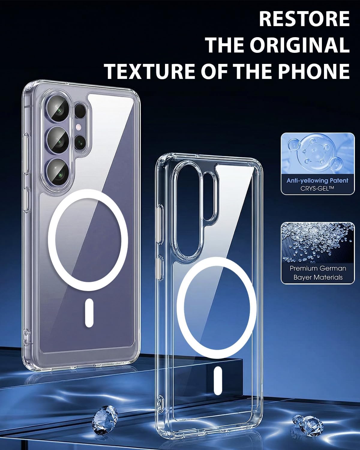 For Samsung Galaxy S26 Ultra (6.9") Clear Magnetic Case, Hard Back Protective Cover, With MagSafe