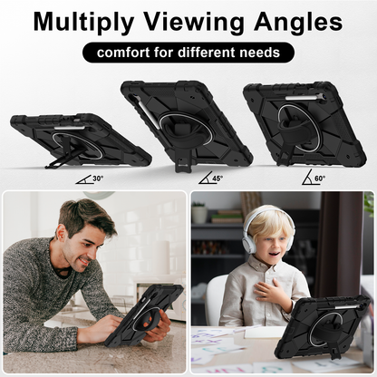 Rugged Stand Hard Case Shockproof Cover Strap For Samsung Tab S9 / S9 FE / S10 FE